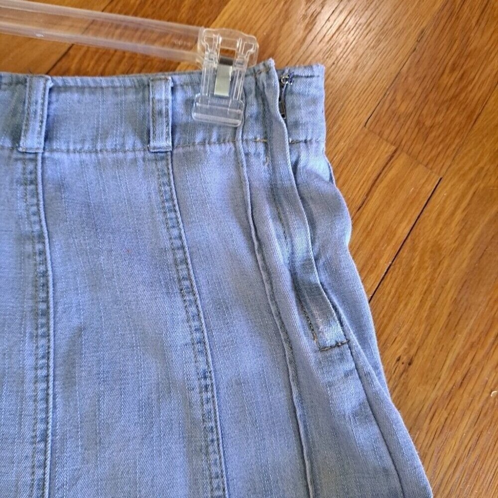 Vintage Y2K Denim Pleated Skirt Side Zip Light Wash Broomstick Size 32" Waist - Picture 3 of 8